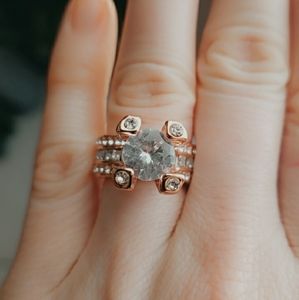 Rose Saphire Antique Engagement Wedding Ring 925